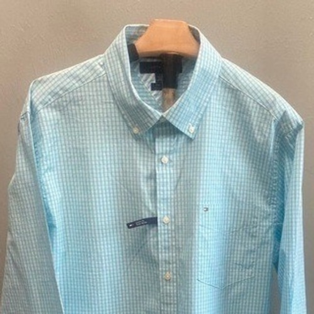 Tommy Hilfiger‎ Aqua Checkered Button Down Shirt
